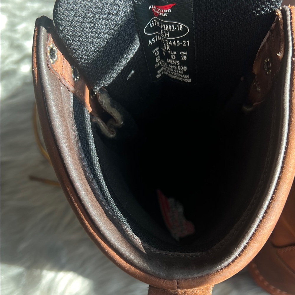 Red Wing Shoes Brown Leather Boots with Yellow Laces - Picture 5 of 11